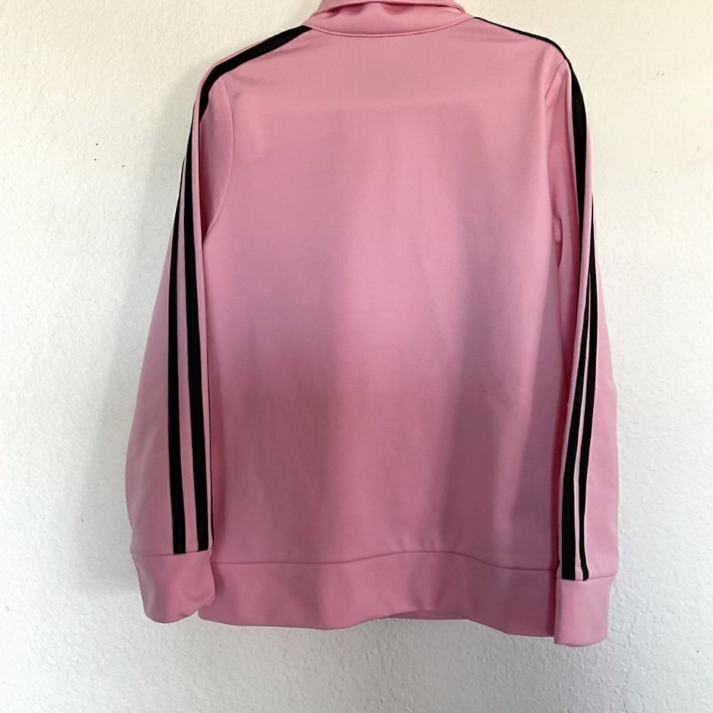 NEW ADIDAS STRIPED TRACK JACKET PINK/BLACK - Picture 3 of 9